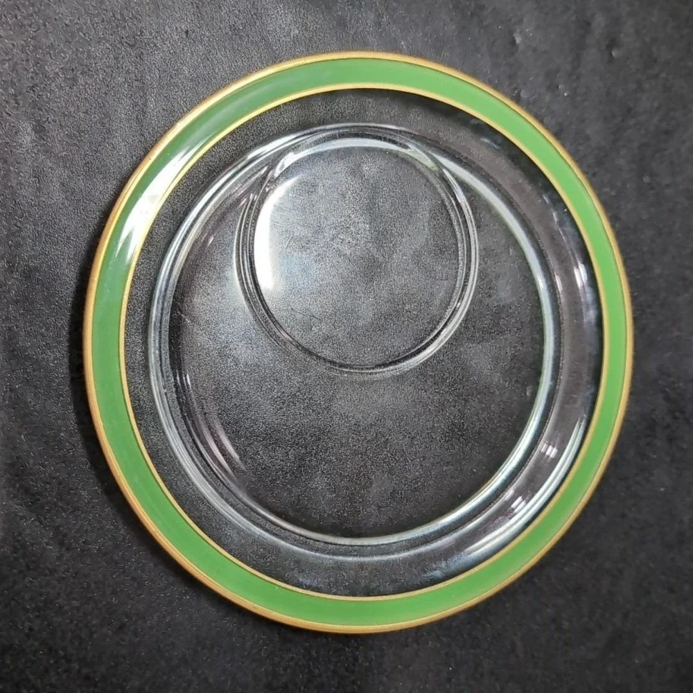 Mid-Century Modern Snack Plates, Set of 4,‎ Vintage Gold Trim Decor, Tableware